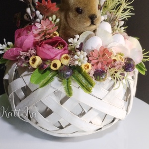 Húsvéti nyuszis asztali öröm - ünnepi díszek, dekorációk - húsvéti díszek és dekorációk - húsvéti virágos díszek - Meska.hu