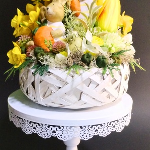  Napsugaras Tavaszi Kosár � Nyuszis Asztaldísz, Ünnepi díszek, dekorációk, Húsvéti díszek és dekorációk, Húsvéti virágos díszek, Virágkötés, MESKA