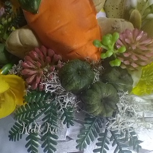  Napsugaras Tavaszi Kosár � Nyuszis Asztaldísz - ünnepi díszek, dekorációk - húsvéti díszek és dekorációk - húsvéti virágos díszek - Meska.hu