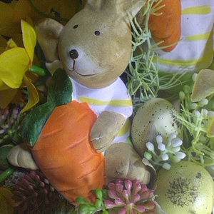  Napsugaras Tavaszi Kosár � Nyuszis Asztaldísz - ünnepi díszek, dekorációk - húsvéti díszek és dekorációk - húsvéti virágos díszek - Meska.hu