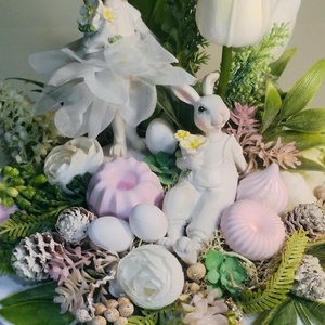 Húsvéti Bál a Kristálypalotában � 40 cm Fehér Prémium Kézműves Asztaldísz  - ünnepi díszek, dekorációk - húsvéti díszek és dekorációk - húsvéti virágos díszek - Meska.hu