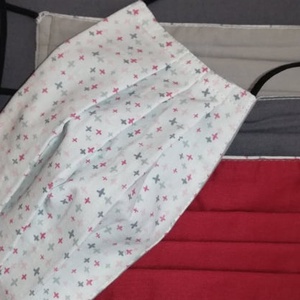 unisex, fehér-bordó, 3 rétegű maszk - Meska.hu