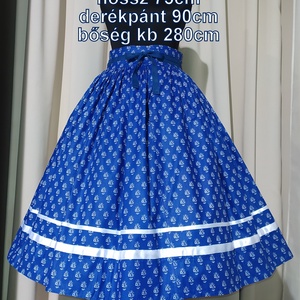 Kamasz néptánc szoknya 75 cm kék, szürke - ruha & divat - női ruha - szoknya - Meska.hu