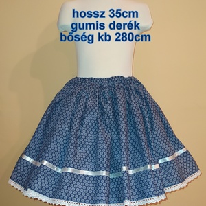 Gyermek néptánc szoknya 35 cm kék - ruha & divat - gyerekruha - szoknya - Meska.hu