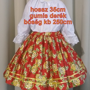 Gyermek néptánc szoknya 35 cm piros, bordó - ruha & divat - gyerekruha - szoknya - Meska.hu