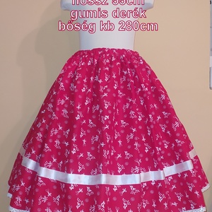 Gyermek néptánc szoknya 55 cm piros - ruha & divat - gyerekruha - szoknya - Meska.hu