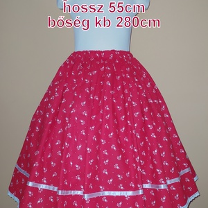 Gyermek néptánc szoknya 55 cm piros - ruha & divat - gyerekruha - szoknya - Meska.hu