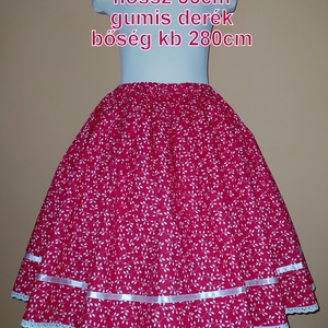 Gyermek néptánc szoknya 55 cm piros - ruha & divat - gyerekruha - szoknya - Meska.hu