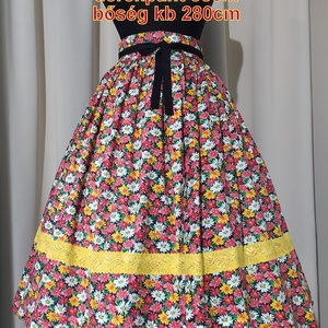 Néptánc szoknya, 2 szél bőség, 75 cm vidám színek - Meska.hu