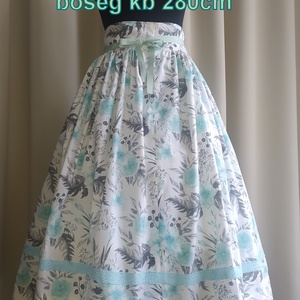 Néptánc szoknya,  75 cm 2 szél bőség, kék, virágos - ruha & divat - női ruha - szoknya - Meska.hu