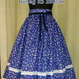 Néptánc szoknya, 2 szél bőség, 65 cm kék - ruha & divat - női ruha - szoknya - Meska.hu