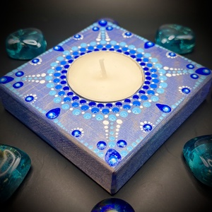 Csodaszép Pontozott kék Mandala mécsestartó, spirituális mandala ajándék és egyedi dekoráció - otthon & életmód - gyertya, illat, aroma - mécses és mécsestartó - Meska.hu