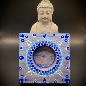 Csodaszép Pontozott kék Mandala mécsestartó, spirituális mandala ajándék és egyedi dekoráció - otthon & életmód - gyertya, illat, aroma - mécses és mécsestartó - Meska.hu