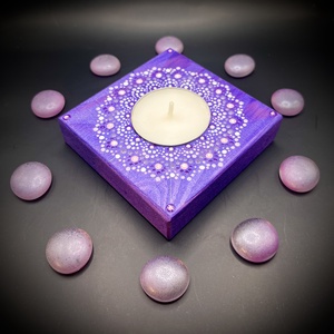 Spirituális Mandala mécsestartó, jóga stúdió dekoráció, relaxációs kiegészítő, Otthon & Életmód, Dekoráció, Spiritualitás, Mandala, Festészet, Festett tárgyak, MESKA