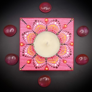 Pink pontozott mandala mécsestartó: szeretet, harmónia, boldogság - otthon & életmód - gyertya, illat, aroma - mécses és mécsestartó - Meska.hu