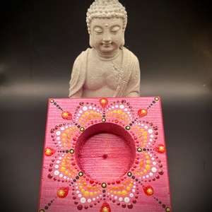 Pink pontozott mandala mécsestartó: szeretet, harmónia, boldogság - otthon & életmód - gyertya, illat, aroma - mécses és mécsestartó - Meska.hu