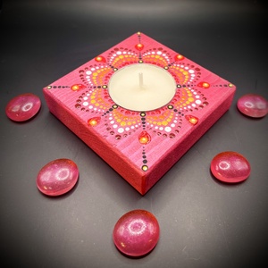 Pink pontozott mandala mécsestartó: szeretet, harmónia, boldogság - Meska.hu