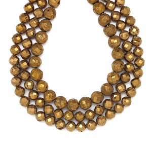 Achát geódás fazettált arany golyó A 8mm  ékszerkészítő alapanyag (füzér), Kellékek & szerszámok, Ásvány alapanyag, Ásványfüzér, , MESKA