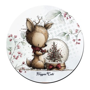Cuki téli őzike hógömbbel mintás pohár alátét, , , MESKA
