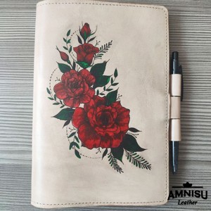 Rózsa mintás noteszborító - otthon & életmód - papír, írószer - könyv- és füzetborító - Meska.hu