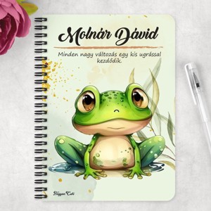Személyre szabható - Cuki breki béka mintás A5-ös füzet - otthon & életmód - papír, írószer - jegyzetfüzet & napló - Meska.hu