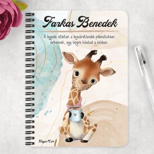 Személyre szabható - Cuki Kávézós zsiráf mintás A6-os füzet - otthon & életmód - papír, írószer - jegyzetfüzet & napló - Meska.hu