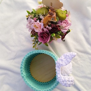 Nyuszis horgolt kosár  - otthon & életmód - tárolás & rendszerezés - tárolókosár - Meska.hu