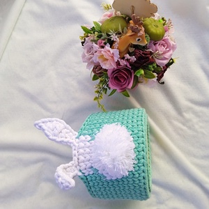 Nyuszis horgolt kosár  - otthon & életmód - tárolás & rendszerezés - tárolókosár - Meska.hu