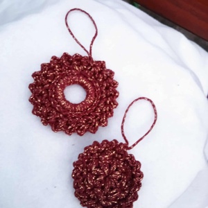 Bordó-arany horgolt karácsonyfa dísz  - karácsony - karácsonyi lakásdekoráció - karácsonyfadíszek - Meska.hu