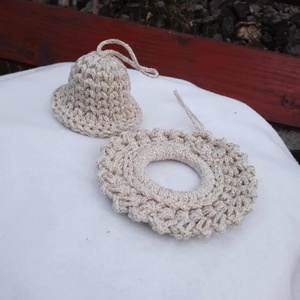 Beige-arany horgolt karácsonyfa dísz , Karácsony, Karácsonyi lakásdekoráció, Karácsonyfadíszek, Horgolás, MESKA