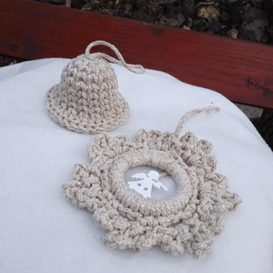 Beige-arany horgolt karácsonyfa dísz , Karácsony, Karácsonyi lakásdekoráció, Karácsonyfadíszek, Horgolás, MESKA