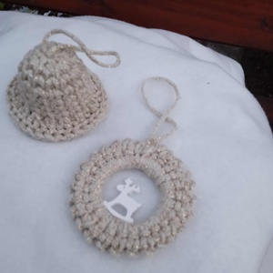 Beige-arany horgolt karácsonyfa dísz  - karácsony - karácsonyi lakásdekoráció - karácsonyfadíszek - Meska.hu