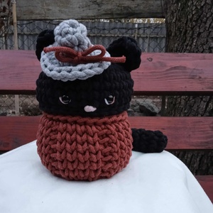 Cica tároló, Otthon & Életmód, Tárolás & Rendszerezés, Tárolókosár, Horgolás, Varrás, MESKA