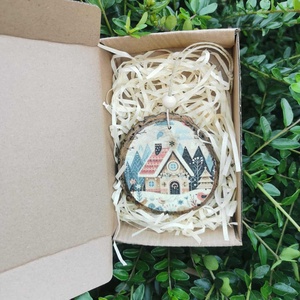 Fa karácsonyfadísz díszdobozban - karácsony - karácsonyi lakásdekoráció - karácsonyfadíszek - Meska.hu