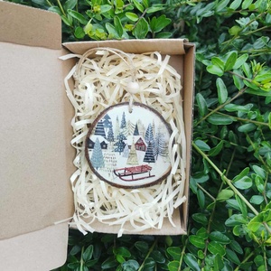 Fa karácsonyfadísz díszdobozban - karácsony - karácsonyi lakásdekoráció - karácsonyfadíszek - Meska.hu