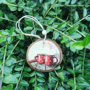 Fa karácsonyfadísz díszdobozban, Karácsony, Karácsonyi lakásdekoráció, Karácsonyfadíszek, Decoupage, transzfer és szalvétatechnika, MESKA