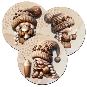 3 db tündéri kávés manólány alátét szett (#06), , , MESKA