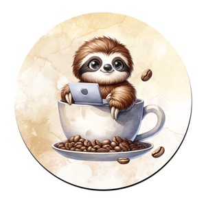 Kávés lajhár és a laptop bögre alátét, , , MESKA