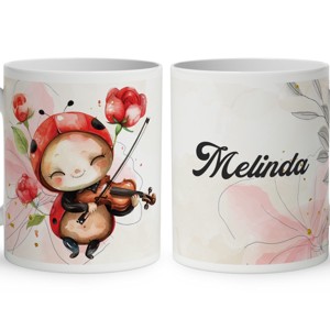 Névvel kérhető - Cuki hegedűs katica mintás bögre, Otthon & Életmód, Konyhafelszerelés, tálalás, Tálalás, Bögre & Csésze, , MESKA