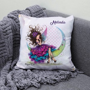 Névvel kérhető - Szépséges lila virágos tündér és a hold mintás párna - otthon & életmód - lakástextil - párna & párnahuzat - díszpárna (belsővel együtt) - Meska.hu