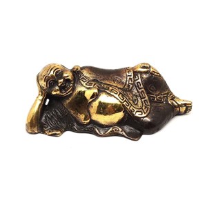 Réz figura fekvő nevető Buddha óarany 4x10cm, Otthon & Életmód, Dekoráció, Spiritualitás, , MESKA