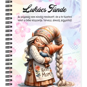 Személyre szabható - Cuki Anya manó & Kicsi Fia mintás A6-os füzet, Otthon & Életmód, Papír, írószer, Jegyzetfüzet & Napló, , MESKA