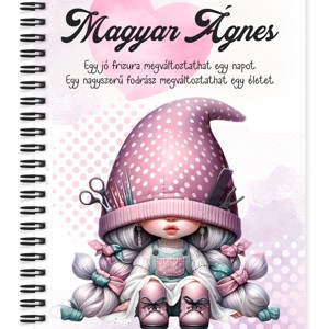 Személyre szabható - Pöttyös sapkás fodrász manólány mintás A5-ös füzet, Otthon & Életmód, Papír, írószer, Jegyzetfüzet & Napló, , MESKA