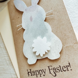 Vidám nyuszi húsvéti képeslap, 3D képeslap , borítékkal, kézzel készült húsvéti képeslap - otthon & életmód - papír, írószer - Meska.hu