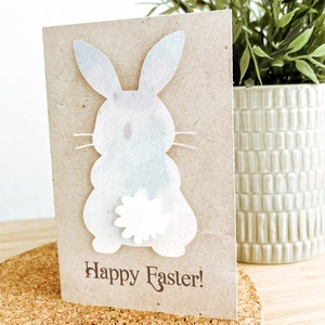 Vidám nyuszi húsvéti képeslap, 3D képeslap , borítékkal, kézzel készült húsvéti képeslap - otthon & életmód - papír, írószer - Meska.hu