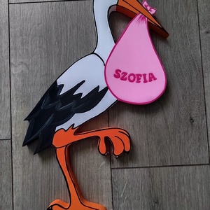 Gólya csomaggal, babaköszöntő.  - Meska.hu