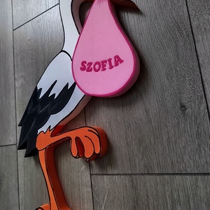 Gólya csomaggal, babaköszöntő.  - baba - mama - babaszoba dekoráció - gyerekszoba falmatrica - Meska.hu