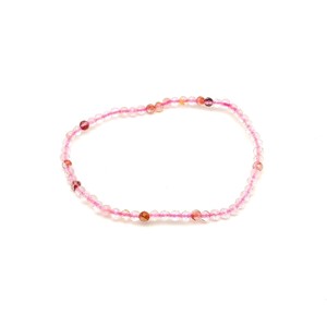 Fazettált eperkvarc golyós ásvány karkötő 3�4mm, Ékszer, Karkötő, Ásványkarkötő, , MESKA