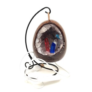 Rózsakvarc nyers tojás hangulatlámpa fém állvánnyal 10 cm, Kellékek & szerszámok, Ásvány alapanyag, , MESKA
