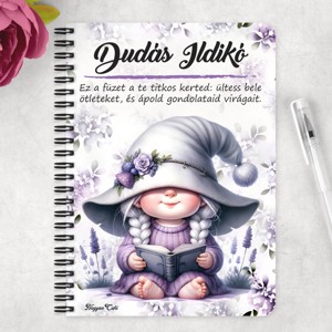 Személyre szabható - Könyvmoly levendulás manólány mintás A5-ös füzet - otthon & életmód - papír, írószer - jegyzetfüzet & napló - Meska.hu